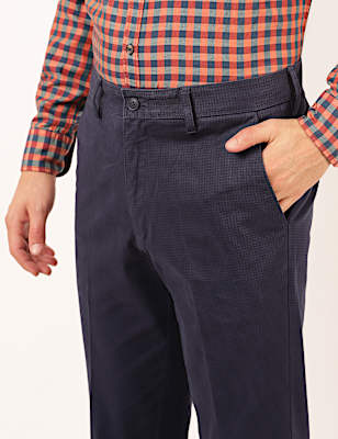 Cotton Mix Self Design Regular Fit Trouser