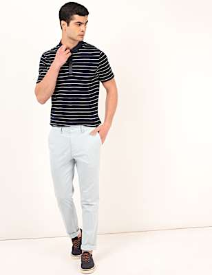 Cotton Mix Self Design Slim Fit Trouser