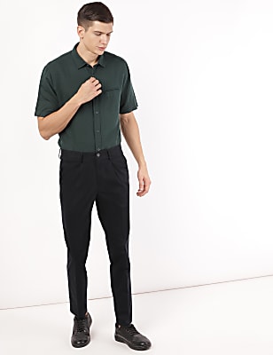 Cotton Mix Plain Slim Fit Trouser