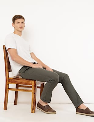 Pure Cotton Textured Slim Fit Trouser