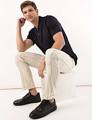 Cotton Mix Striped Regular Fit Trouser