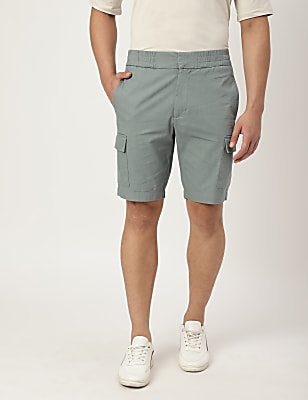 Cotton Mix Plain Regular Fit Shorts