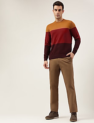 Regular Fit Cotton Mix Plain Chinos