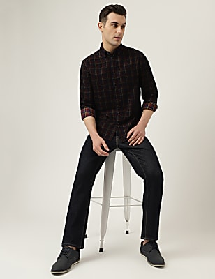 Pure Cotton Check Button Down Collar Shirt