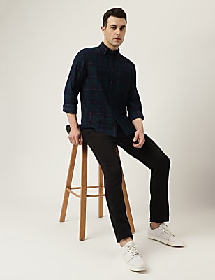 Pure Cotton Check Button Down Collar Shirt