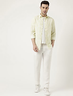 Linen Blend Tropical Printed Shirt