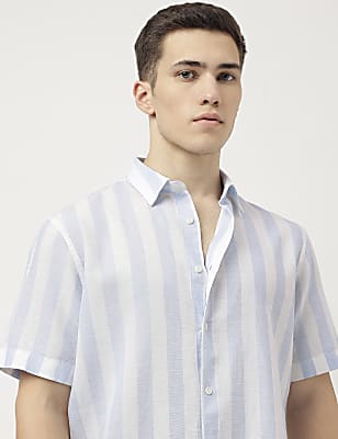 Relaxed Fit Linen Blend Striped Shirt