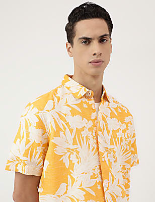 Relaxed Fit Linen Blend Tropical Shirt