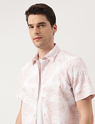 Pure Cotton Leaves Spread Collar Shirt
