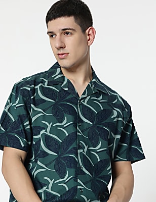 Relaxed Fit Modal Mix Tropical Print Shirt