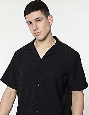 Relaxed Fit Resort Collar Checked Shirt