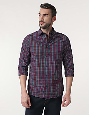 Pure Cotton Checks Button Down Collar Shirt