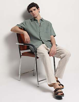 Linen Rich Short Sleeves Relaxed Fit Shirt