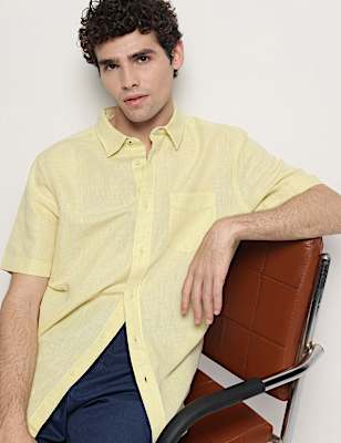 Linen Rich Short Sleeves Relaxed Fit Shirt