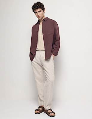 Cotton Linen Blend Relaxed Fit Shirt