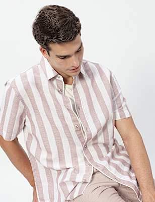 Linen Rich Relaxed Fit Stripes Shirt