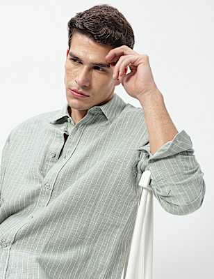 Linen Rich Relaxed Fit Stripes Shirt