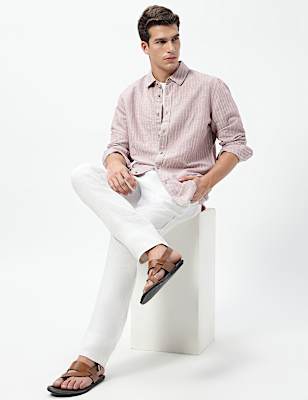 Linen Rich Relaxed Fit Stripes Shirt