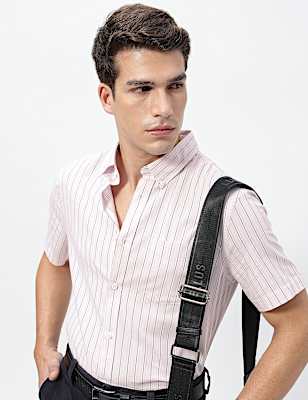 Pure Cotton Bengal Stripes Collared Shirt