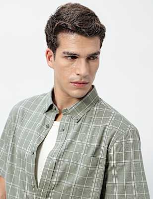 Pure Cotton Checks Short Sleeves Shirt