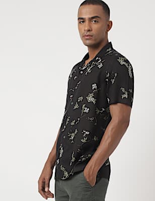 Pure Viscose Floral Cuban Collar Shirt
