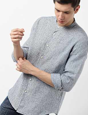 Linen Grandad Collar Shirt