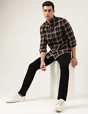 Regular Fit Pure Cotton Checks Button Down Collar Shirt
