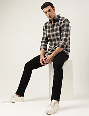 Regular Fit Pure Cotton Checks Button Down Collar Shirt