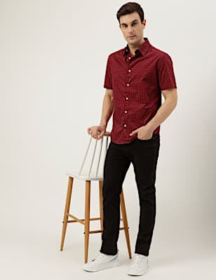 Pure Cotton Printed Spread Collar Shirt