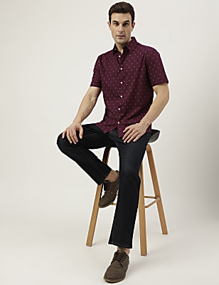 Pure Cotton Printed Spread Collar Shirt