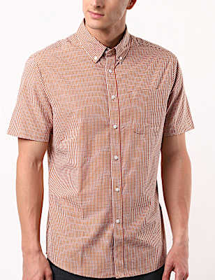 Short Sleeved Gingham Check Shirt