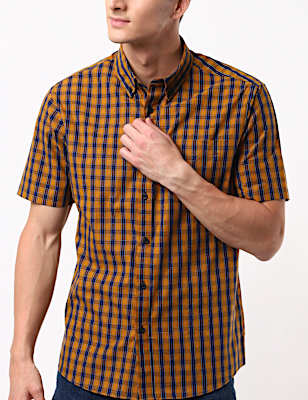 Pure Cotton Short Sleeved Check Shirt