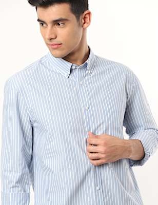 Pure Cotton Striped Botton Down Neck Shirt
