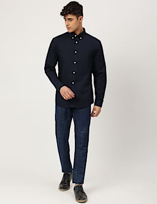 Pure Cotton Plain Collared Shirt