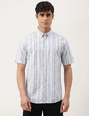 Cotton Mix Printed Buttondown Collar Shirt
