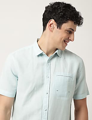 Pure Cotton Plain Spread Collar Shirt