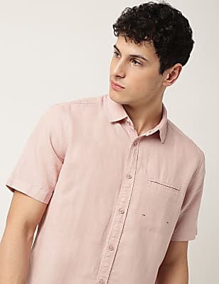 Pure Cotton Plain Spread Collar Shirt