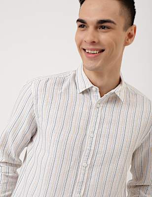 Cotton Mix Striped Classic Collar Shirt