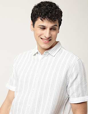 Cotton Mix Striped Classic Collar Shirt
