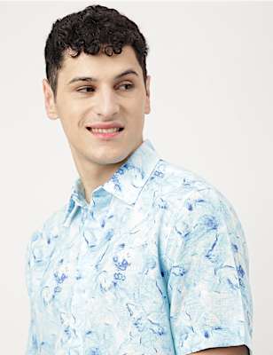 Linen Mix Tie & Dye Spread Collar Shirt