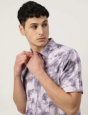 Pure Viscose Tie & Dye Spread Collar Shirt