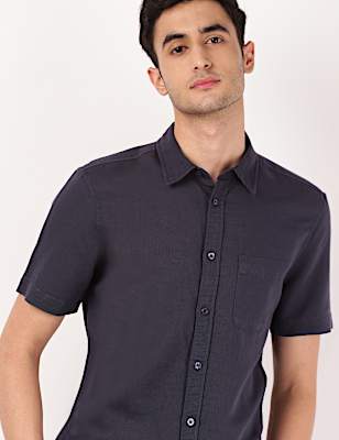 Linen Mix Classis Collar Solid Shirt