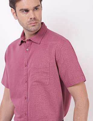 Linen Mix Plain Spread Collar Shirts