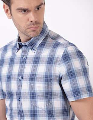 Cotton Checks Button Down Collar Shirts