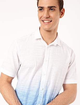 Pure Cotton Ombre Spread Collar Shirt