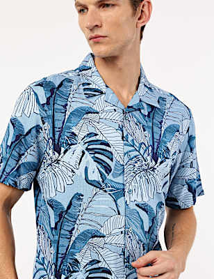 Pure Viscose Floral Spread Collar Shirt