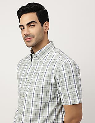 Pure Cotton Checks Button-down Collar Shirt
