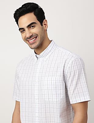 Pure Cotton Checks Button-down Collar Shirt