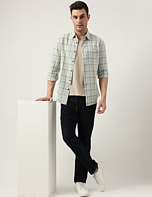 Regular Fit Linen Blend Checked Shirt
