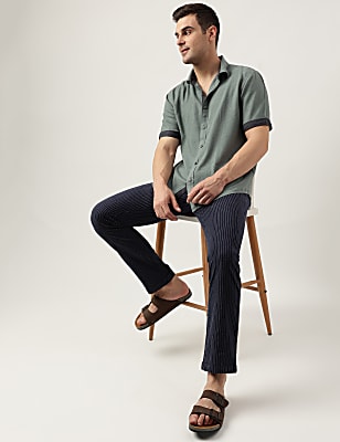 Relaxed Fit Linen Blend Printed Shirt